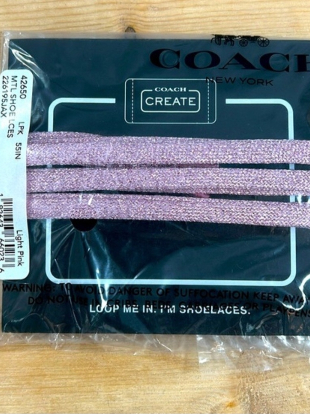 Coach Create Metallic Light Pink Shoe Laces